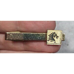 Vintage Shields Gold Tone Black Horse Motif Tie Clip